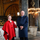 The King and Queen on a tour of the Hagia Sophia.  (Photo: Lise Åserud, Scanpix)